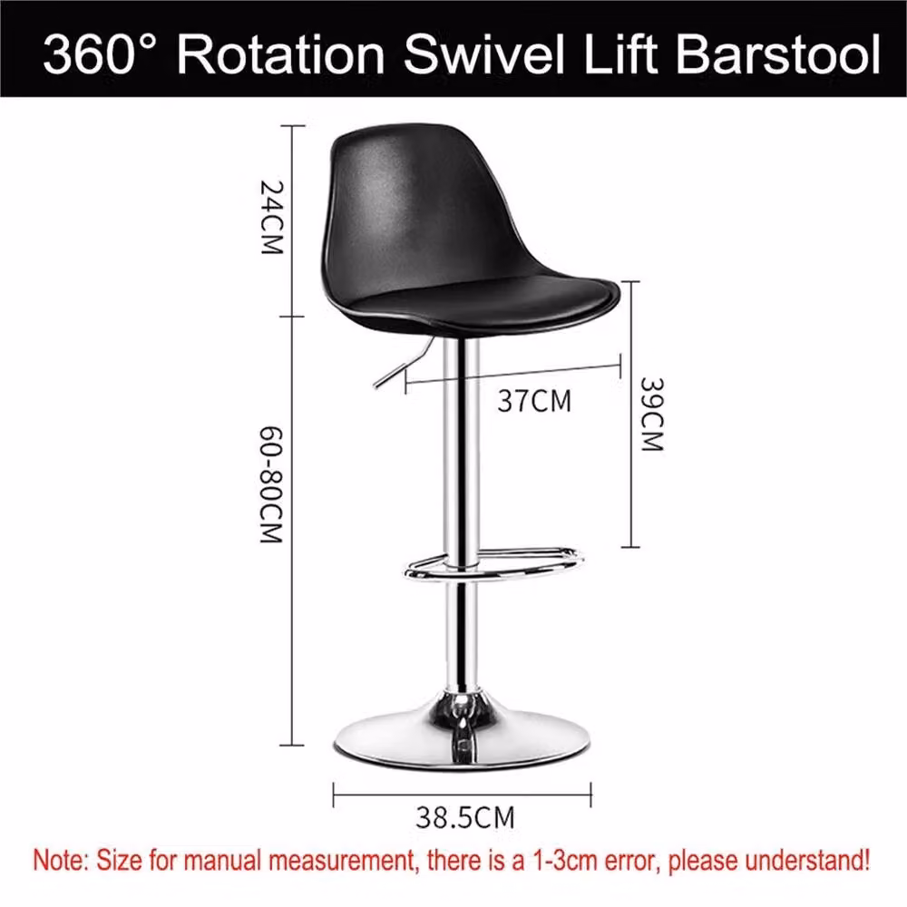 SPETLEK Set of 2 Height Adjustable Modern Bar Stools in Matt Black Metal – 2