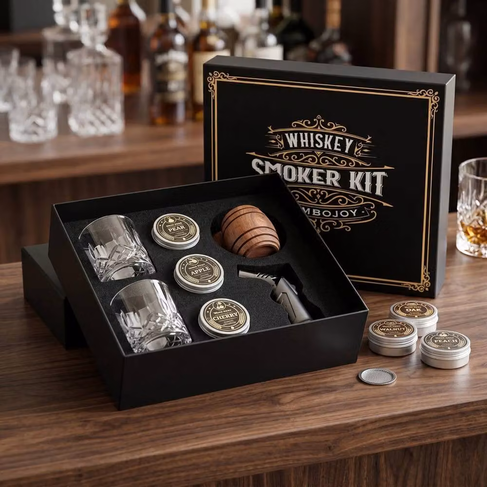 FLAVORA Whiskey Smoker Cocktail Infuser Kit in Black with Wood Elements – 2