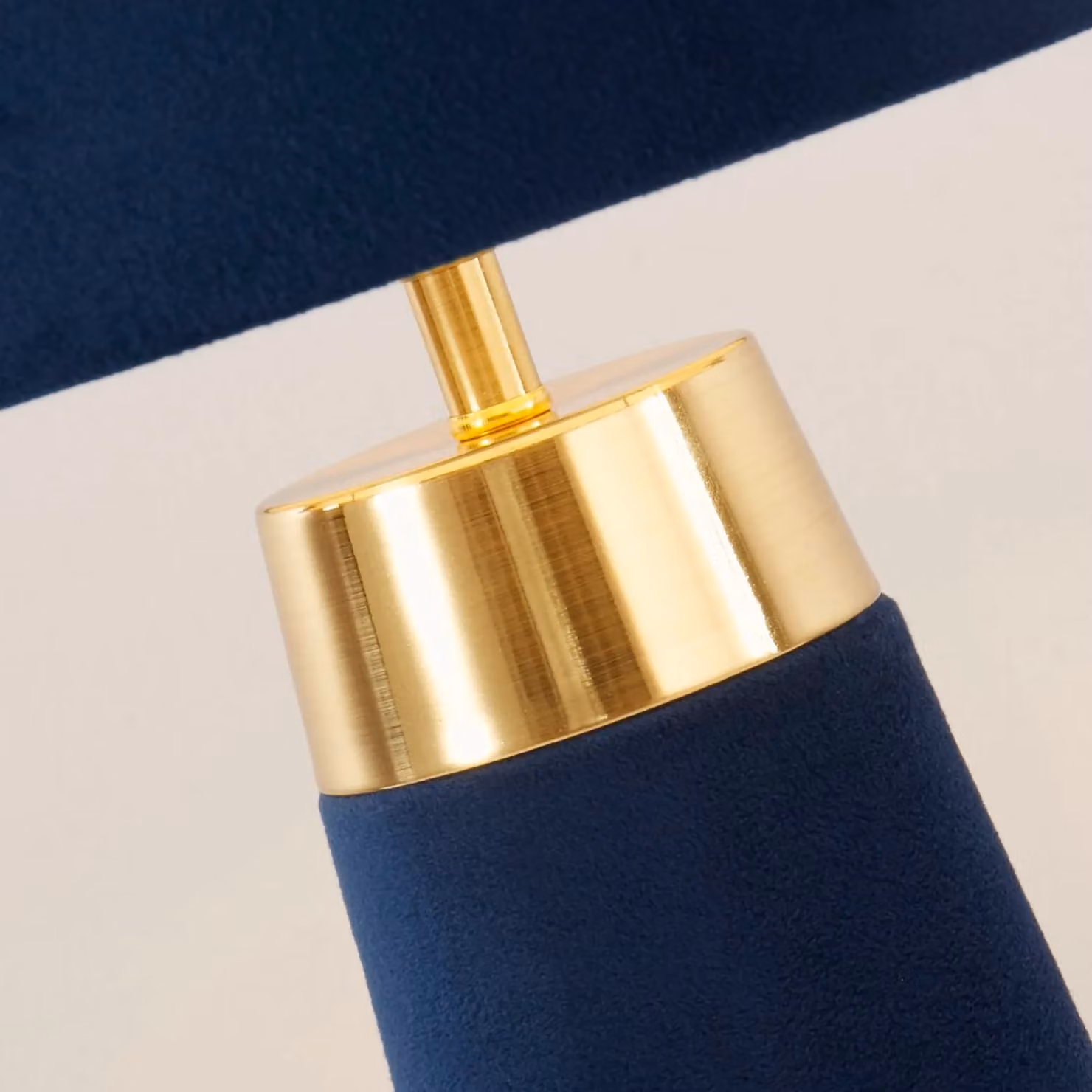 Lighting Collection Blue Velvet Table Lamp with Gold Brass Base – 3