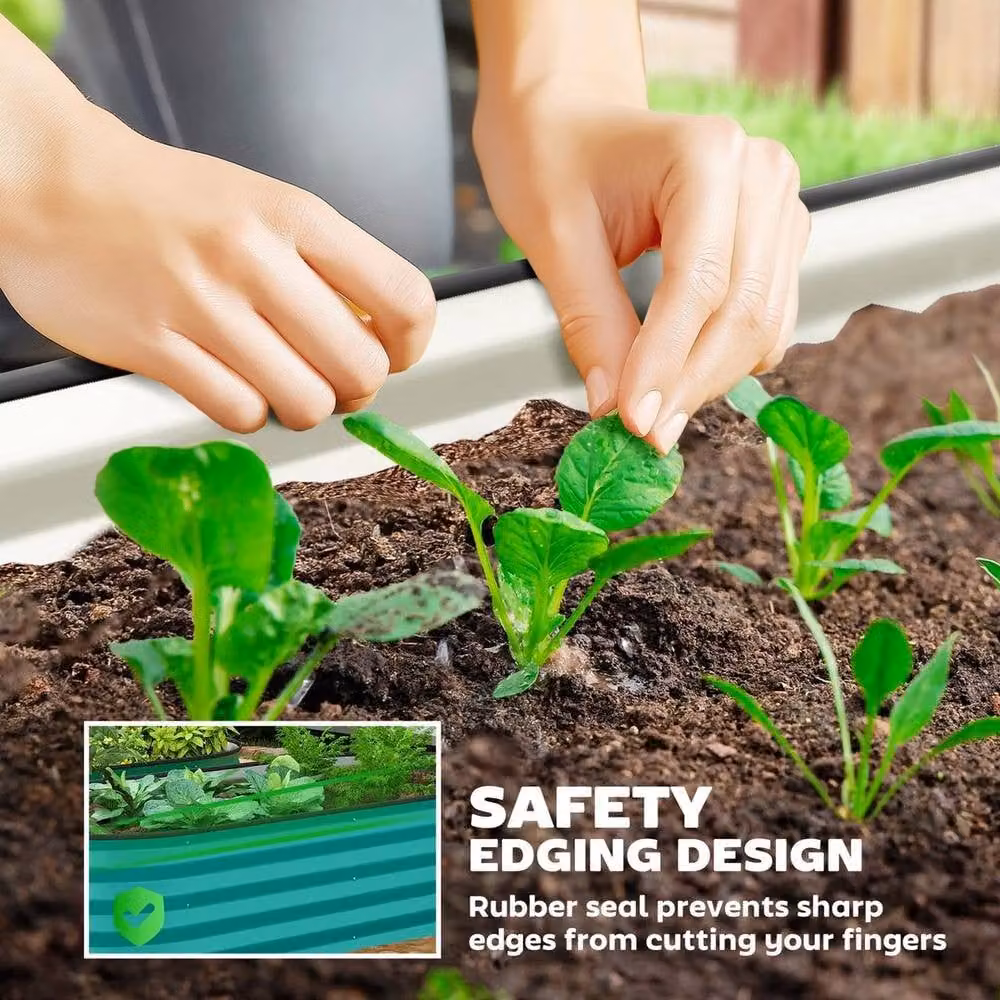 Kelvenix Set of 2 Galvanised Steel Raised Beds in Petrol Green, W/D/H: 150 x 60 x 30 cm – 3