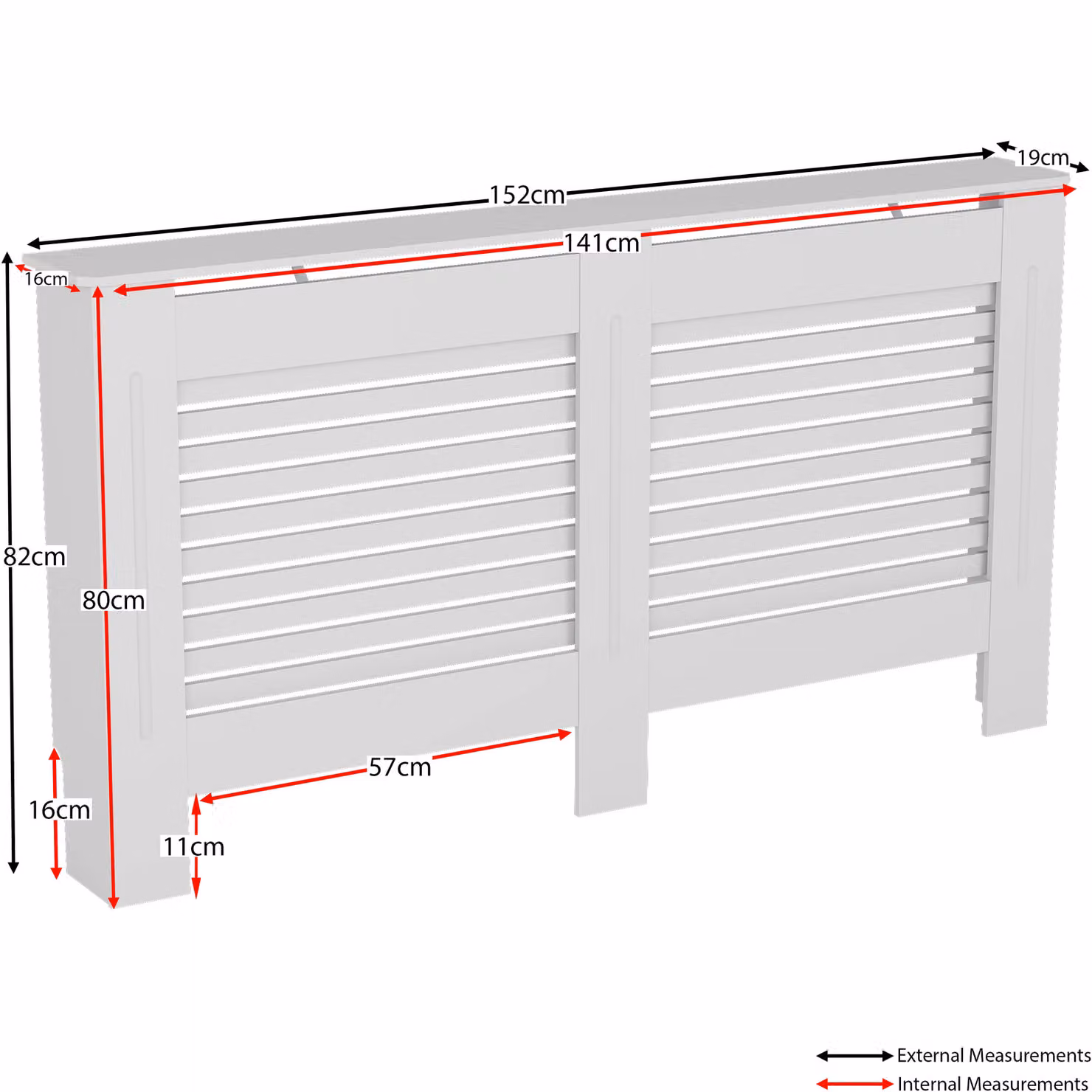 Vida Designs Milton MDF Radiator Cover in White, W/H/D: 82 x 152 x 19 cm – 2