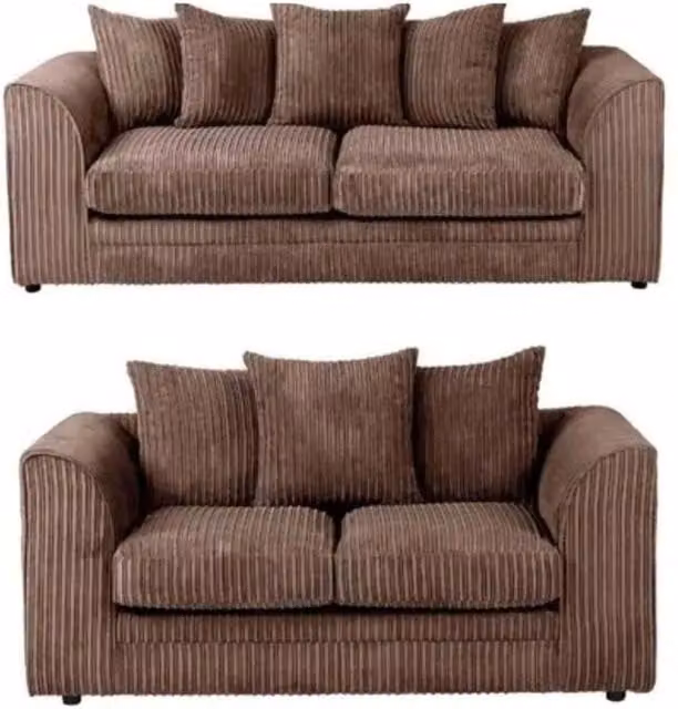Snug Furniture Birmingham Ltd Camden Jumbo Cord 3+2 Sofa Set in Chocolate Brown