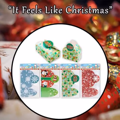 VFM e-Store Christmas Gift Boxes with 4 Festive Designs, Multicolour, W/D/H: 18 x 7 x 11 cm – 5