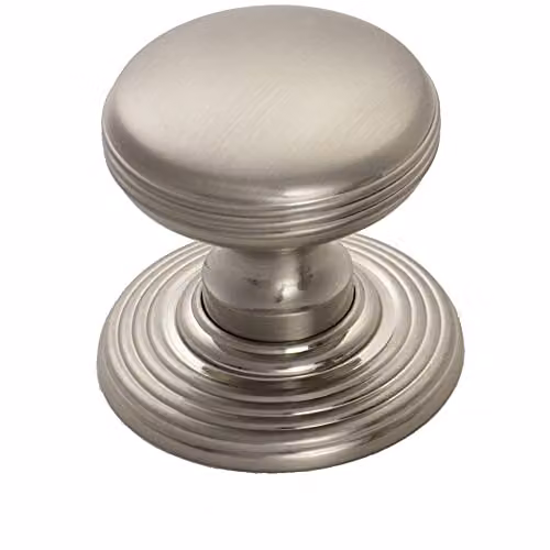 Loops Smooth Ringed Cupboard Door Knob in Brushed Silver, 35mm Diameter