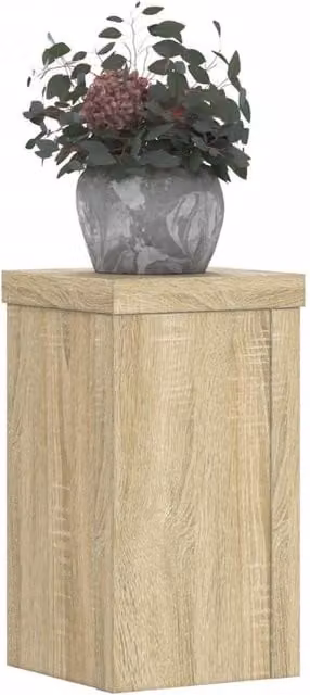 Berkfield Home Set of 2 Plant Stands in Brown Engineered Wood, W/D/H: 10 x 10 x 18 cm