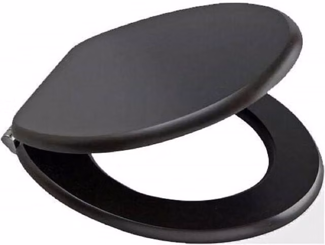 BARGAINS-GALORE Black MDF Universal Oval Bathroom WC Toilet Seat with Fittings