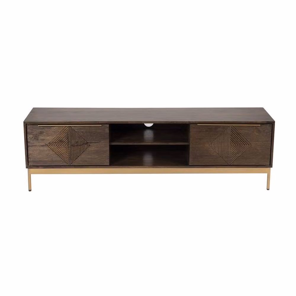 Jaipur Furniture Ltd Zaine Carving Mango Wood TV Unit in Brown, W160 x D40 x H46 cm – 2