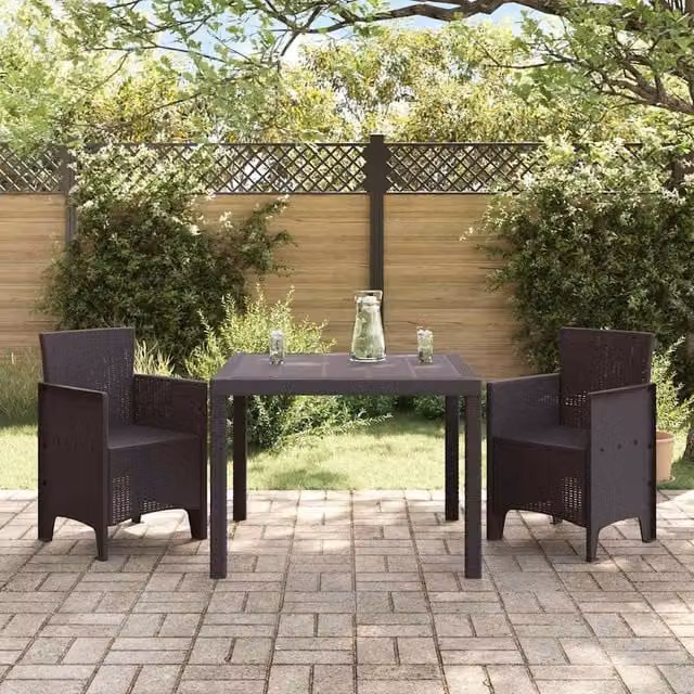 Berkfield Home Modern Garden Dining Set of 3 in Dark Brown Polypropylene Resin