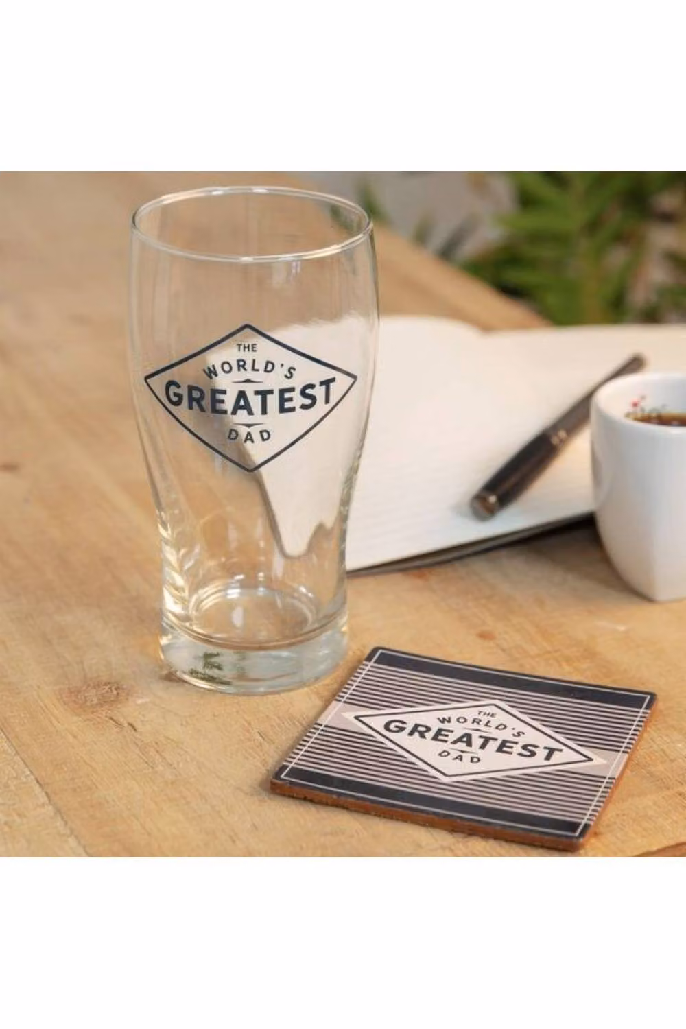KDMD Worlds Greatest Dad Pint Glass and Coaster Gift Set, 568 ml, Clear – 2