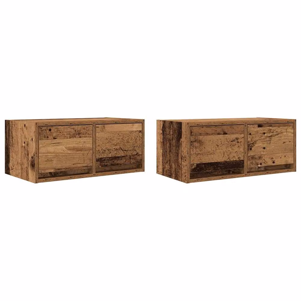Berkfield Home Set of 2 Rustic Brown TV Cabinets in Engineered Wood, W: 60 cm, D: 31 cm, H: 25.5 cm – 2