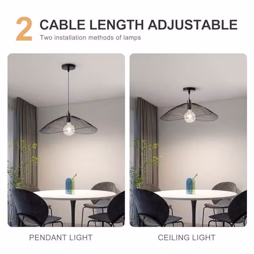 Harper Living Modern Black Metal Pendant Ceiling Light, Diameter: 65 cm – 3