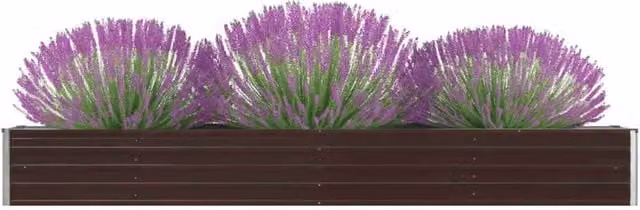 Berkfield Home Garden Brown Galvanised Steel Raised Bed, W: 320 cm, D: 40 cm, H: 45 cm