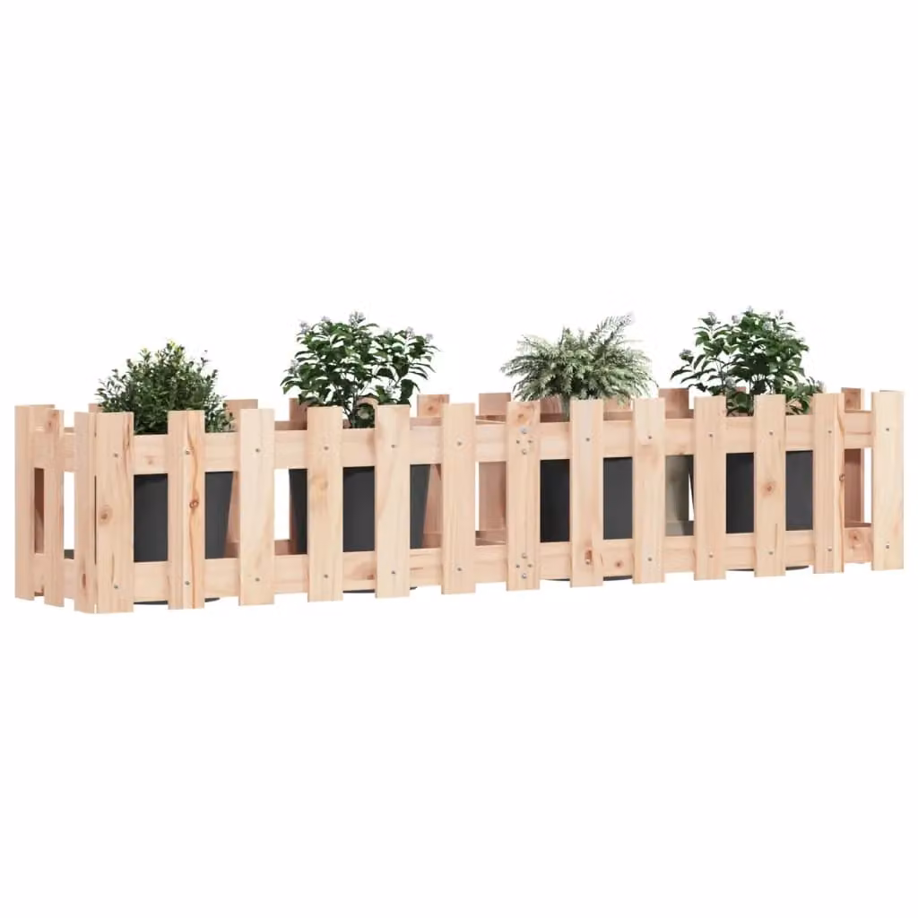 Berkfield Home Garden Raised Bed with Fence Design in Brown Solid Wood, W: 150 cm, D: 30 cm, H: 30 cm – 2