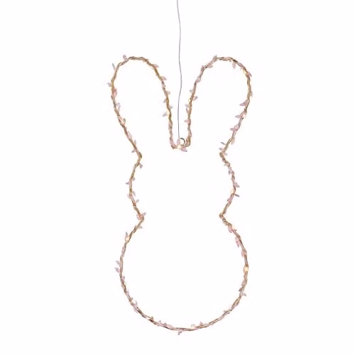 Lights4fun Battery Operated Micro LED Easter Bunny Wall Light Hanging Decoration for Indoor Use, Pink, Gold and White, W/D/H: 50 x 25 x 50 cm – 3