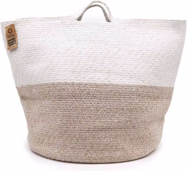 KDMD Cotton Rope Laundry and Storage Basket, Beige, W: 45 cm, H: 40 cm