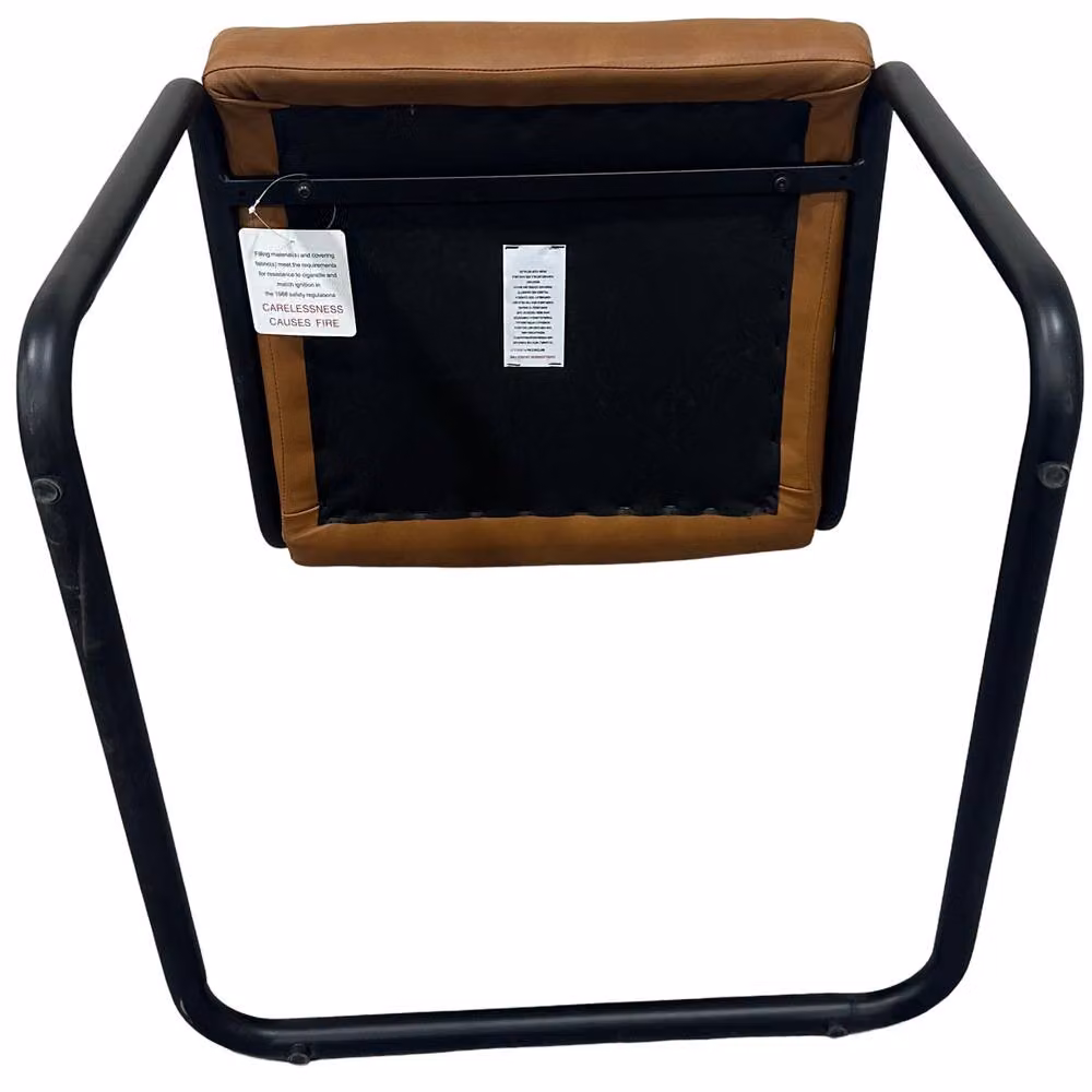 IH Design Set of 2 Modern Brown Leather Dining Chairs with Cantilever Metal Base – 4
