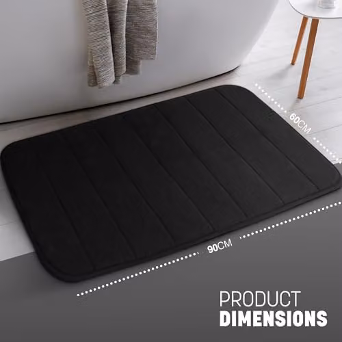 Keplin Memory Foam Bath Mat, Black, W/D: 60 x 90 cm – 3