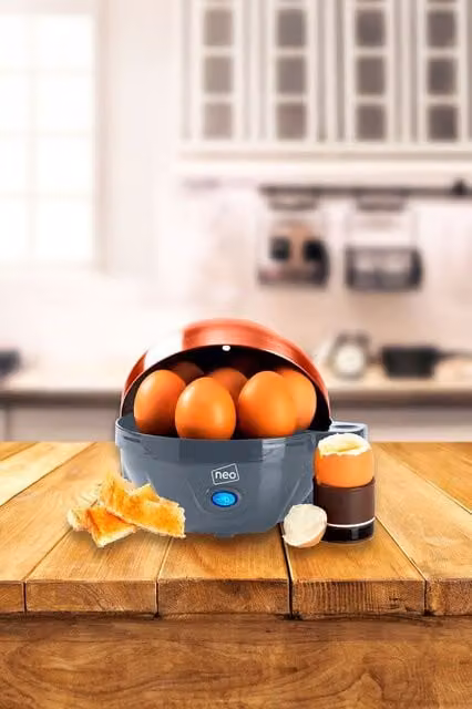 Neo Stainless Steel Electric Egg Boiler, Poacher and Steamer with Auto Shut-off in Grey