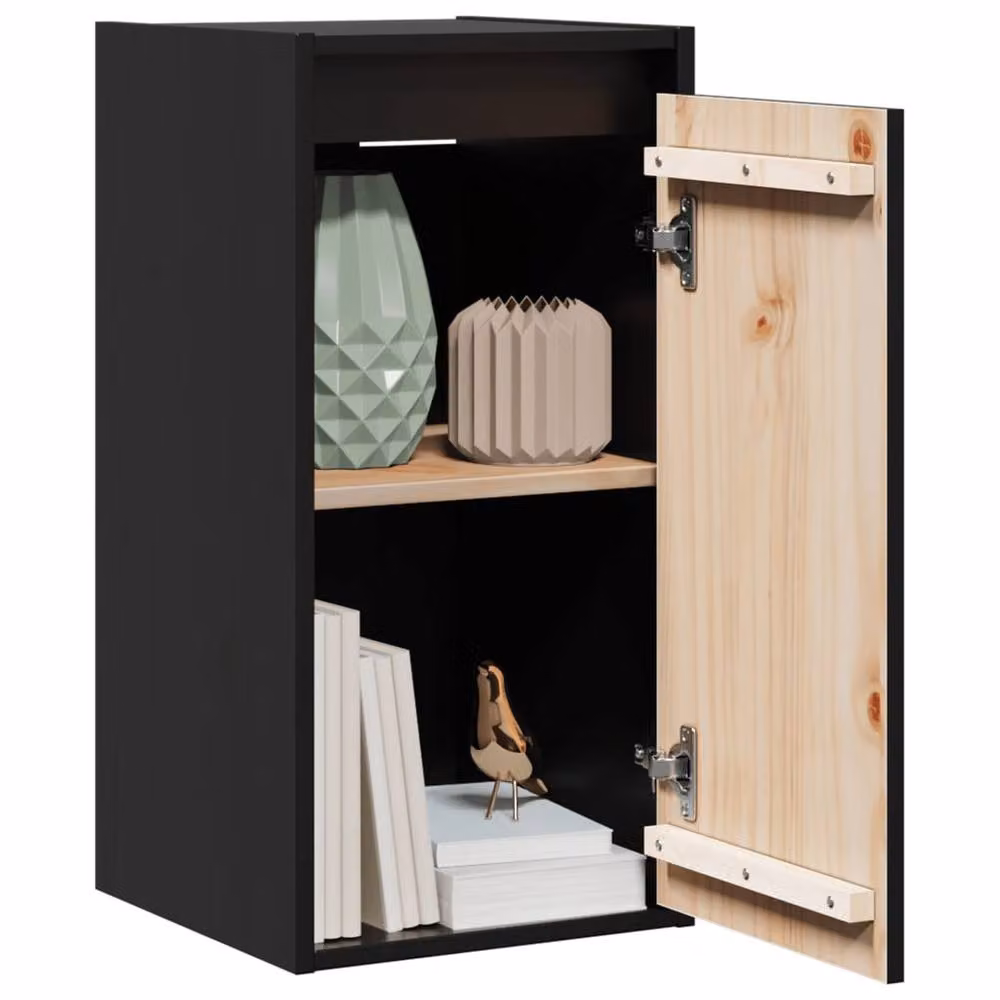 Berkfield Home Set of 2 Black Solid Wood Pine Wall Mounted Cabinets, W/D/H: 30 x 30 x 60 cm – 2