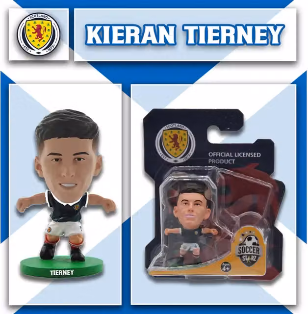 SoccerStarz Scotland Kieran Tierney Home Kit Mini Figure, Green and Multicolour, Height: 5 cm