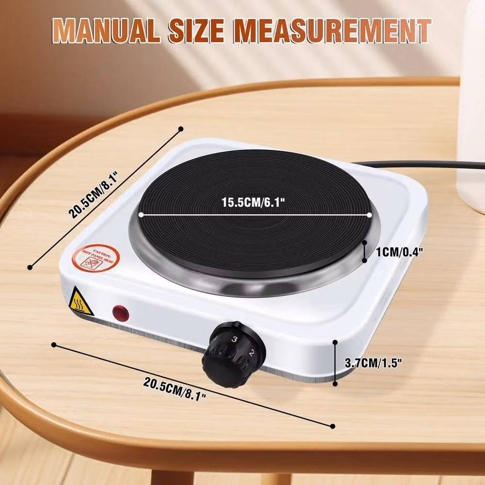 FLAVORA Single Electric Hot Plate Table Top Hob in White – 3