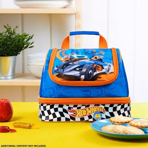 Hot Wheels Insulated Kids Lunch Bag with Dual Compartments in Blue – 5