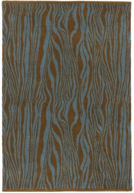 House of Hackney DAZZLE Abstract Wool Rug in Bronze and Blue, Rectangular, 305 cm