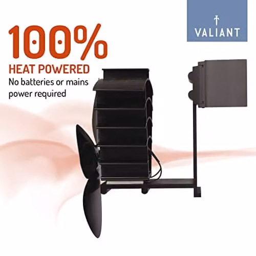 Valiant Remora Magnetic Heat Powered Flue Pipe Stove Fan, Black, 200 mm – 3