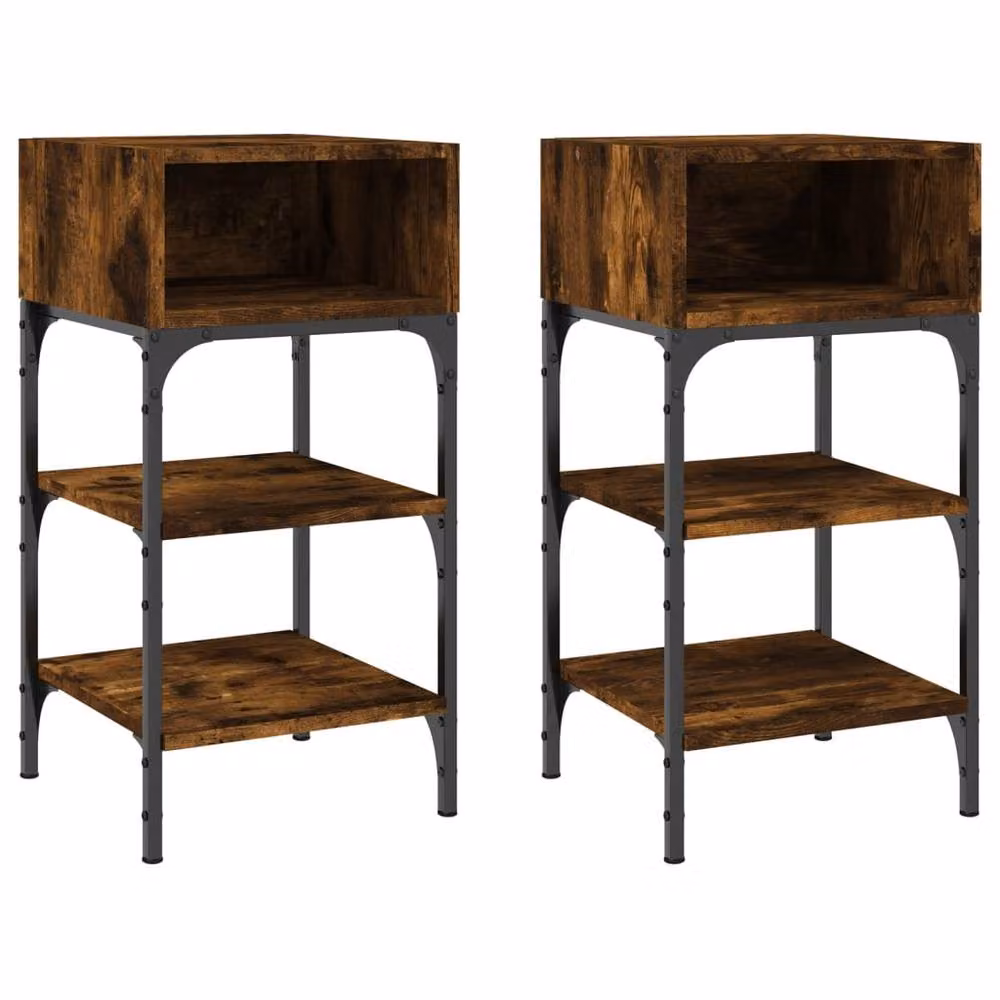 Berkfield Home Elegant Bedside Tables, 2 Piece Set in Smoked Oak Brown, W/D/H: 35 x 34.5 x 70 cm – 3