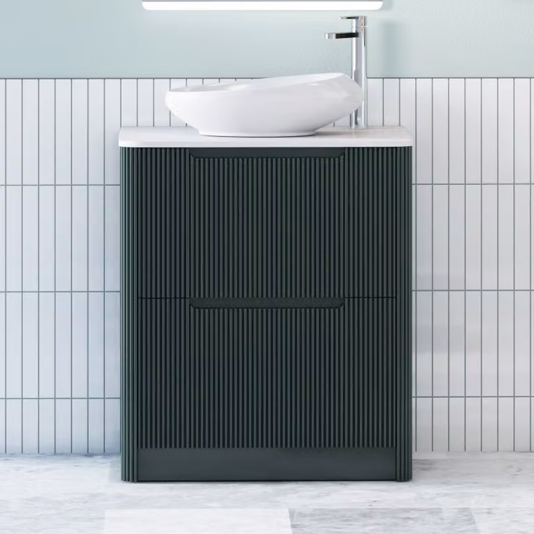 Royal Bathrooms Avenza Floor Standing Vanity Unit with Nova Basin, Moss Green and White, 80cm Depth