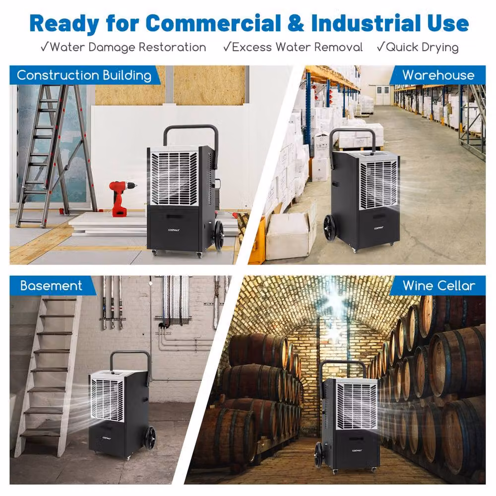 Costway Industrial Commercial Dehumidifier with 24H Timer, Black and Multicolour – 7