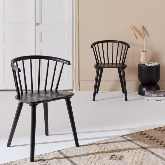 sweeek Pair of Black Walnut Wood and Plywood Dining Chairs with Armrests – 1