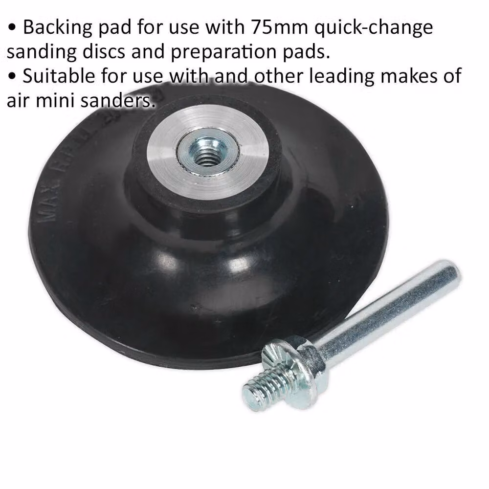 Loops 75mm Quick Change Backing Pad with 1/4 Inch UNC Thread for Angle Grinder Discs, Black and Multicolour – 2