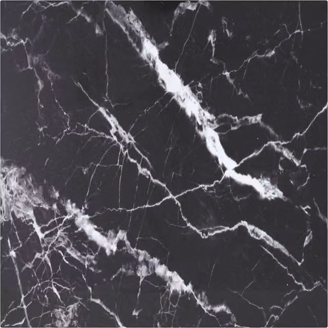 Berkfield Home Black Marble Design Tempered Glass Table Top, W/D: 50 x 50 cm, Thickness: 0.6 cm – 1