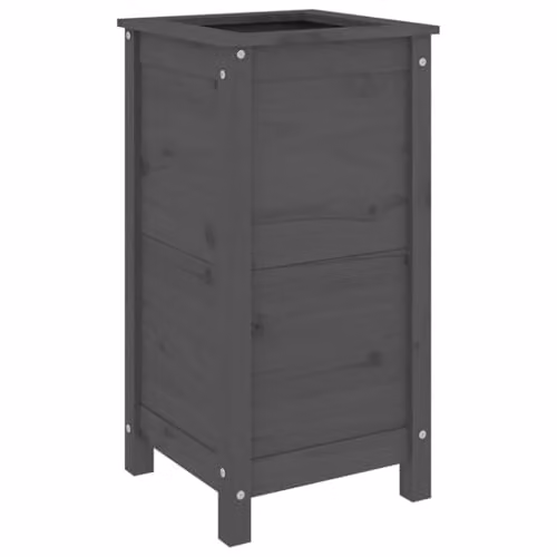 vidaXL Grey Pine Wood Garden Planter Tub W/D/H: 40 x 40 x 78 cm