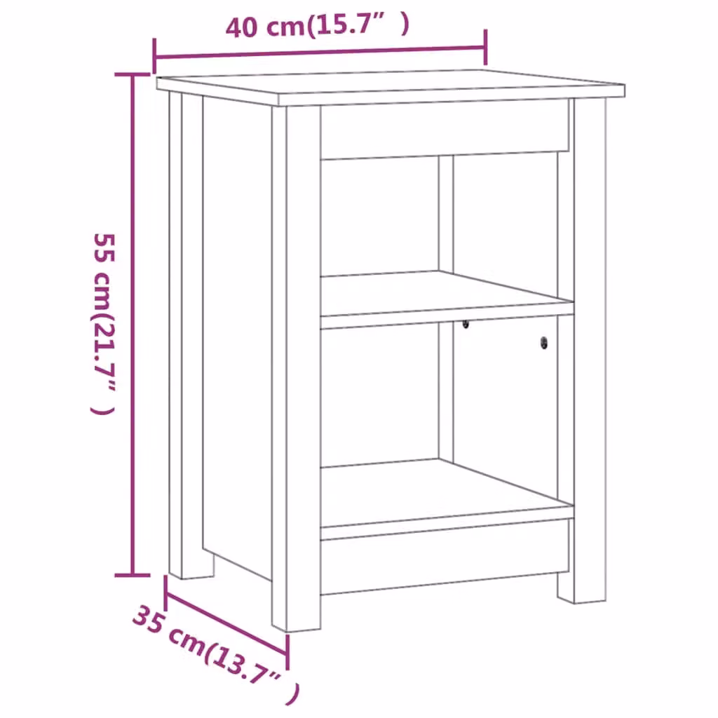 Berkfield Home Honey Brown Solid Wood Pine Bedside Cabinet W/D/H: 40 x 35 x 55 cm – 4