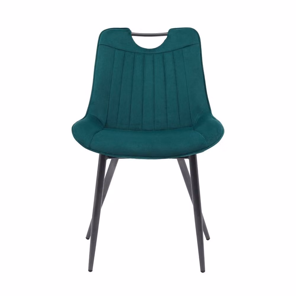 VOGREX Set of 2 Green Velvet Bucket Dining Chairs with Modern Metal Legs – 2
