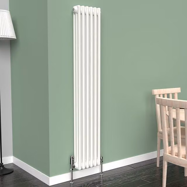 Lux Heat White Vertical 3 Column Traditional Steel Radiator, H: 150 cm, W: 29 cm