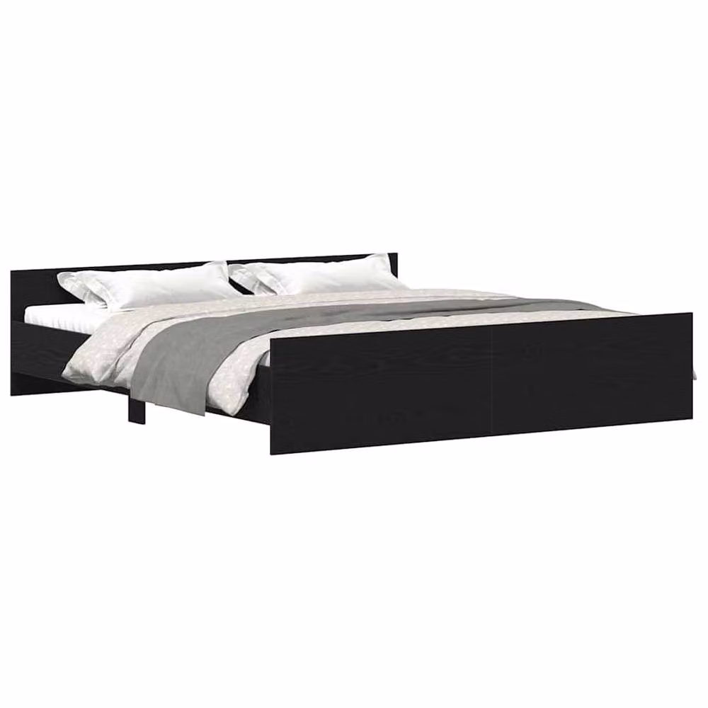 Berkfield Home Black Oak Bed Frame in Engineered Wood W/D/H: 180 x 200 x 40 cm – 3