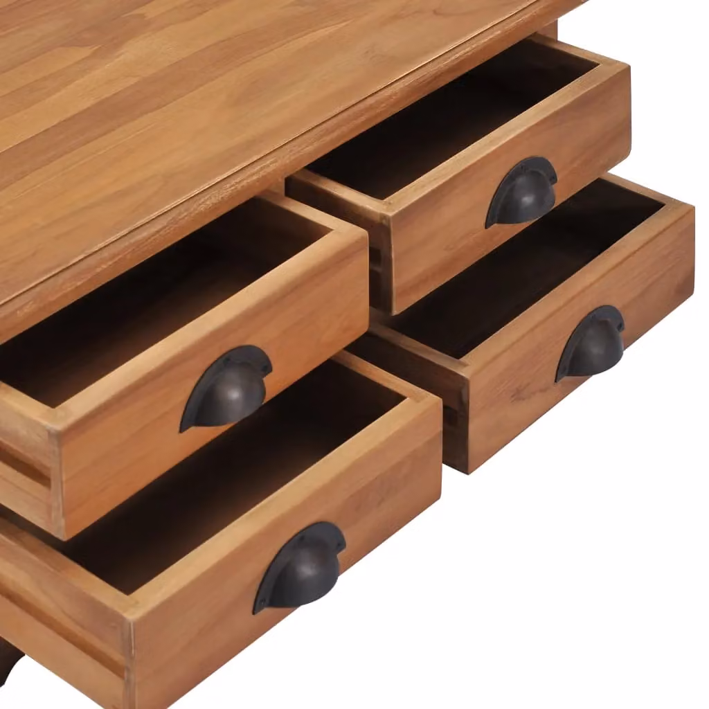 Berkfield Home Rustic Solid Teak Wood Coffee Table, Brown, W/D/H: 68 x 68 x 30 cm – 3