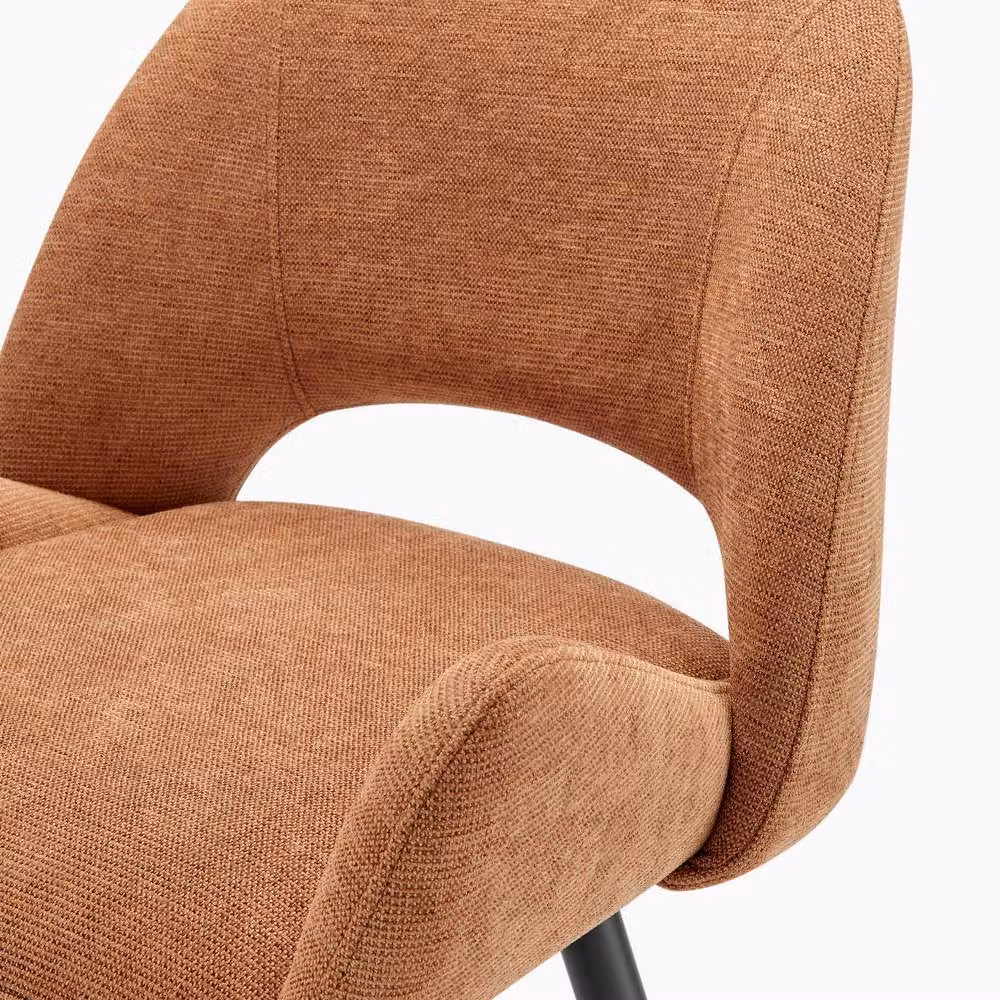 FurnitureboxUK Layla Set of 2 Mid-Century Fabric Bar Chairs in Terracotta Orange and Black – 3