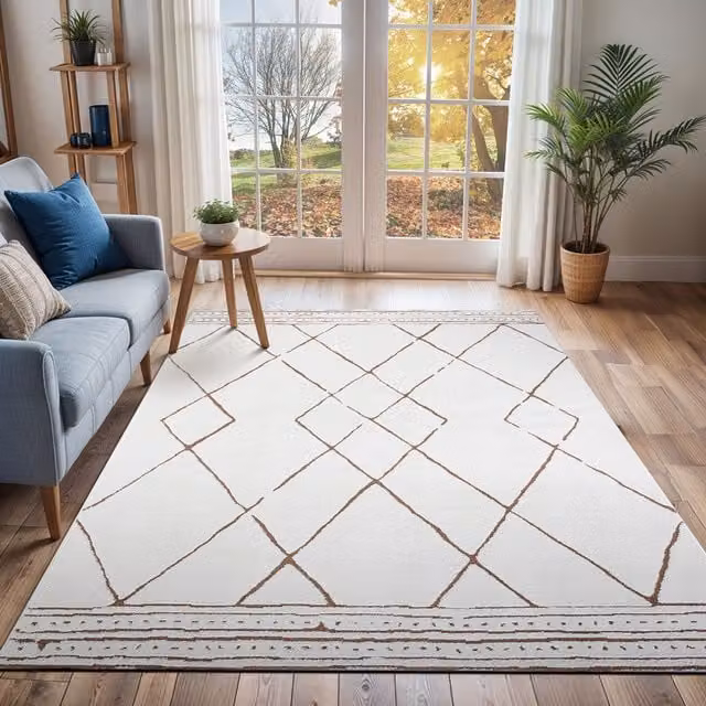 Livabliss Freud Modern High Pile Rug in Ivory, Black and Brown, W/D/H: 160 x 215 cm – 1