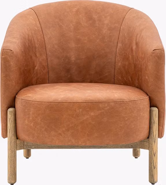 Perch & Parrow Modern Tub Relaxer Armchair in Brown Leather
