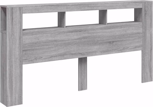 Berkfield Home LED Headboard in Grey Sonoma, W: 200 cm, H: 103.5 cm, D: 18.5 cm
