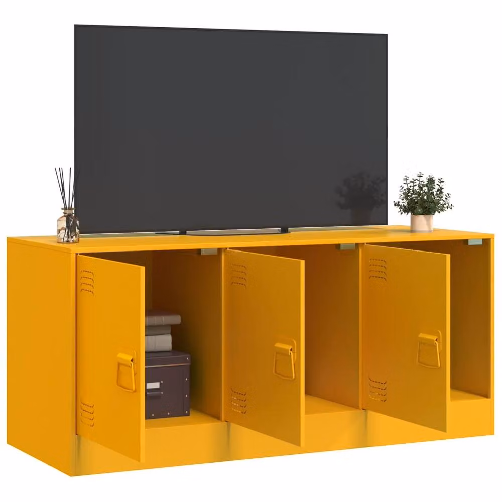 Berkfield Home Industrial TV Cabinet in Matt Yellow Metal, W/D/H: 99 x 39 x 44 cm – 2