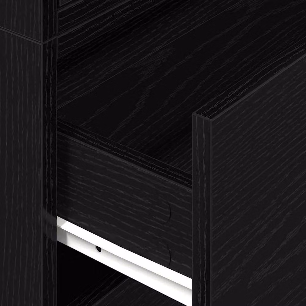 Berkfield Home Set of 2 Durable Black Oak Cabinets with 2 Drawers, W: 60 cm, D: 31 cm, H: 40 cm – 3