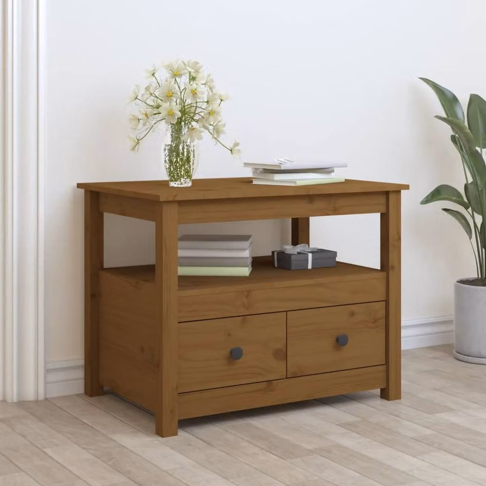 Berkfield Home Rustic Solid Wood Pine Coffee Table in Honey Brown, W: 71 cm, D: 49 cm, H: 55 cm – 2
