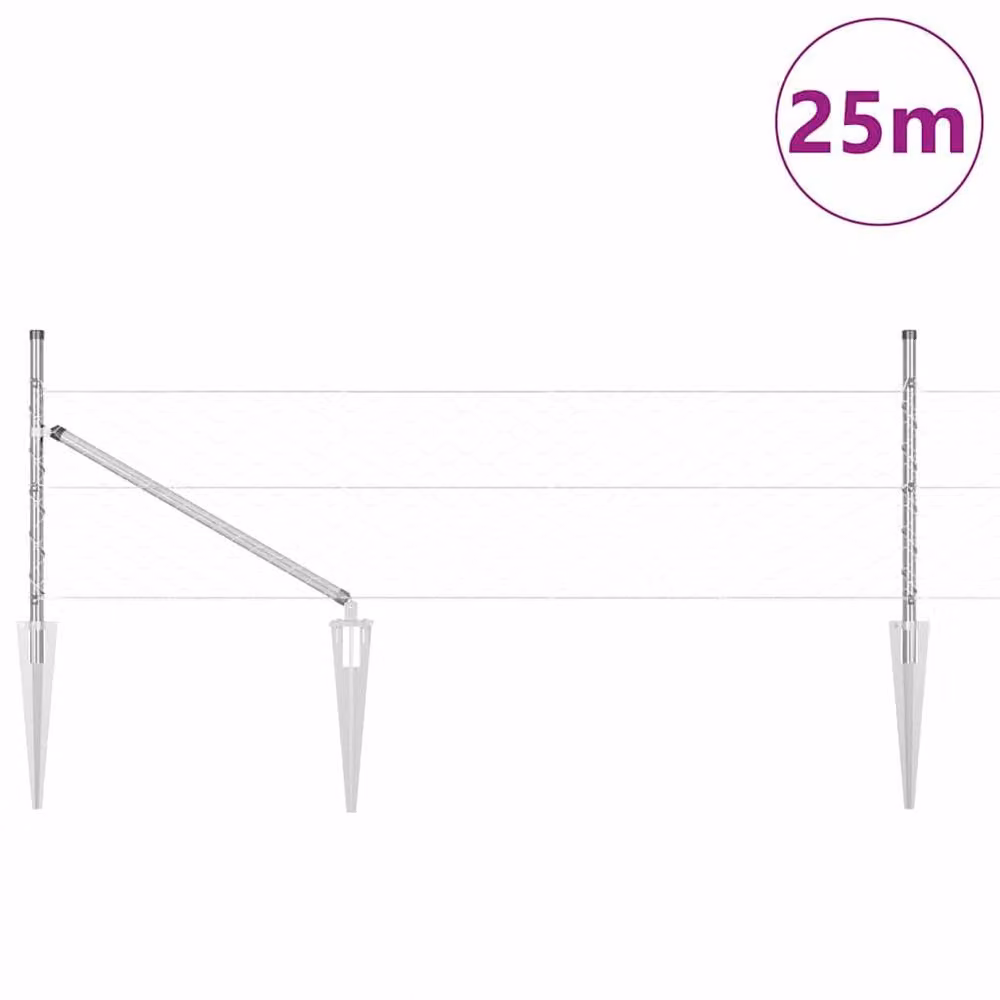 Berkfield Home Silver Galvanised Steel Hexagon In-Ground Fence, W: 0.4 m, L: 25 m – 2