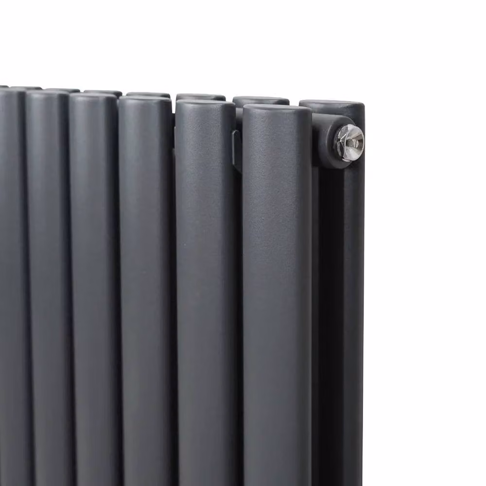 Monstershop Oval Column Radiator with Valves and Thermostat Head, Anthracite Grey, H: 780 mm, W: 60 mm – 7