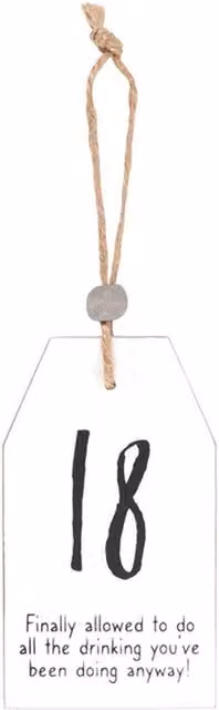 KDMK 18th Milestone Birthday Hanging Wood Wall Plaque, White